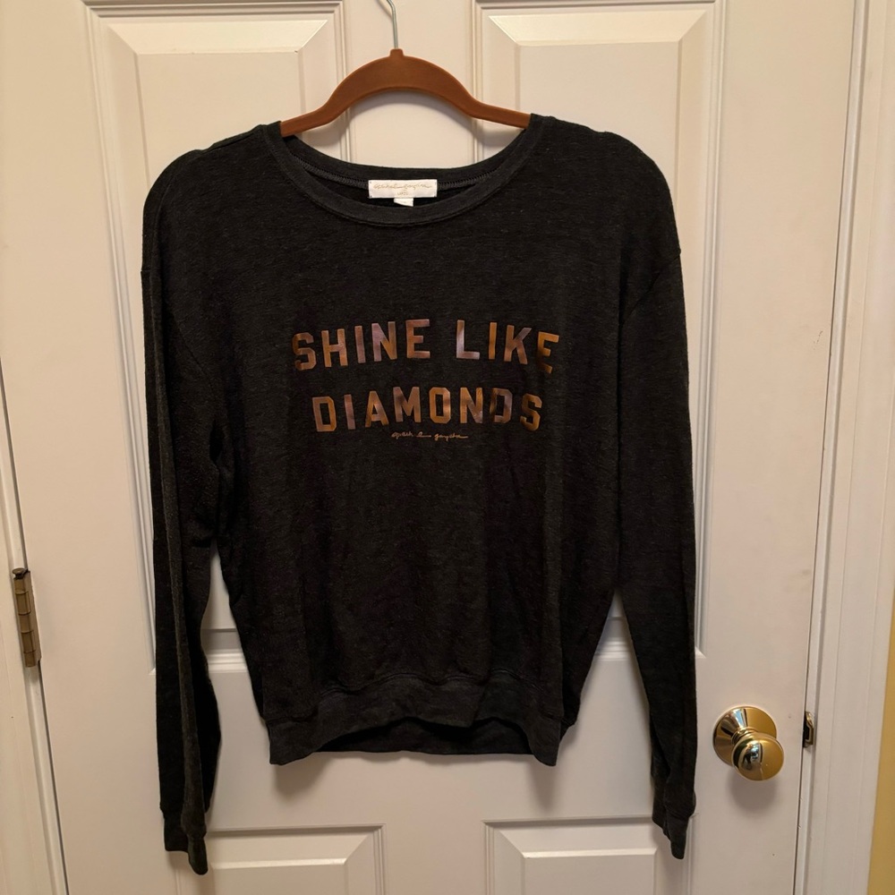SPIRITUAL GANGSTER Gray Sweatshirt with Rose Gold writing